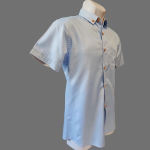 Mens Silky Short Sleeve Shirt Lt. Blue